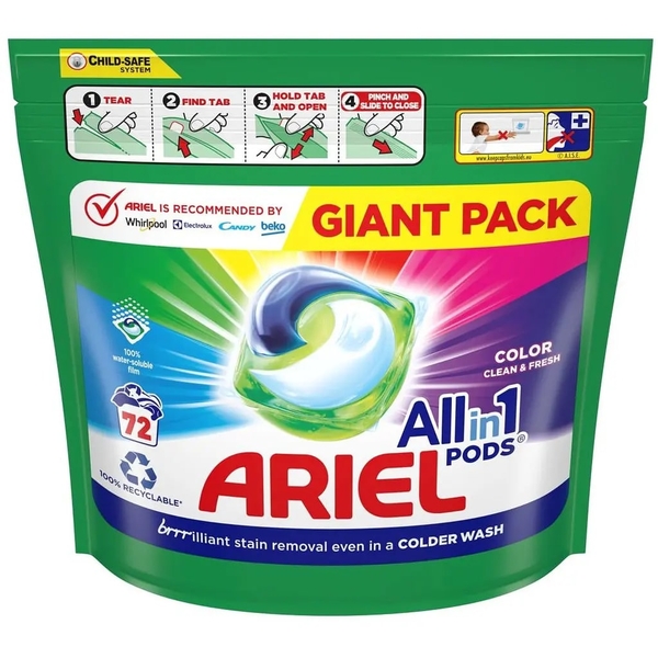 Капсулы для стирки Ariel Pods All-in-1 Color Чистота и Свежесть, 72 шт. х 19.7 г - Pampik - 2
