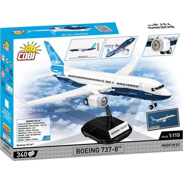 Конструктор Cobi Боінг 737-8, масштаб 1:110, 340 деталей (COBI-26608) - Pampik - 2