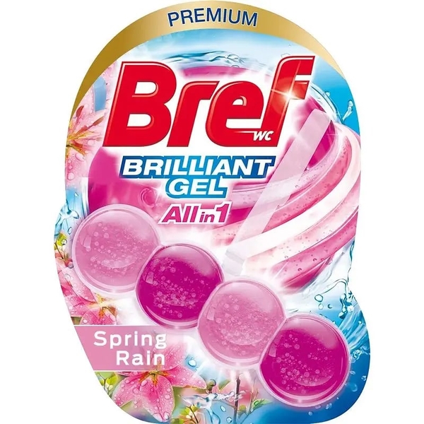 Туалетний блок для унітазу Bref Brilliant Gel All in 1 Весняний дощ, 42 г (860767) - Pampik