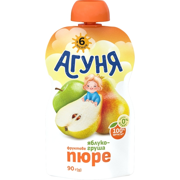 Пюре фруктовое Агуня Яблоко-Груша, 90г - Pampik