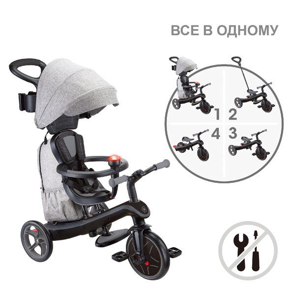 Велосипед дитячий Globber Explorer Trike 4в1 Deluxe Play, чорно-сірий (636-120) - Pampik - 3