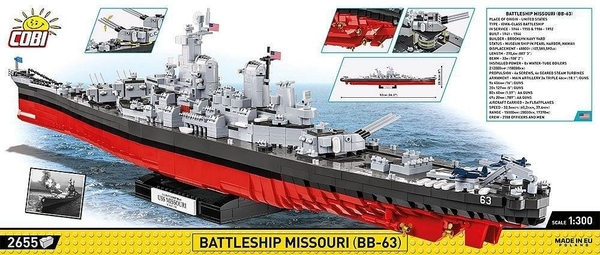 Конструктор Cobi Лінкор Міссурі BB-63, масштаб 1:300, 2665 деталей (COBI-4837) - Pampik - 2