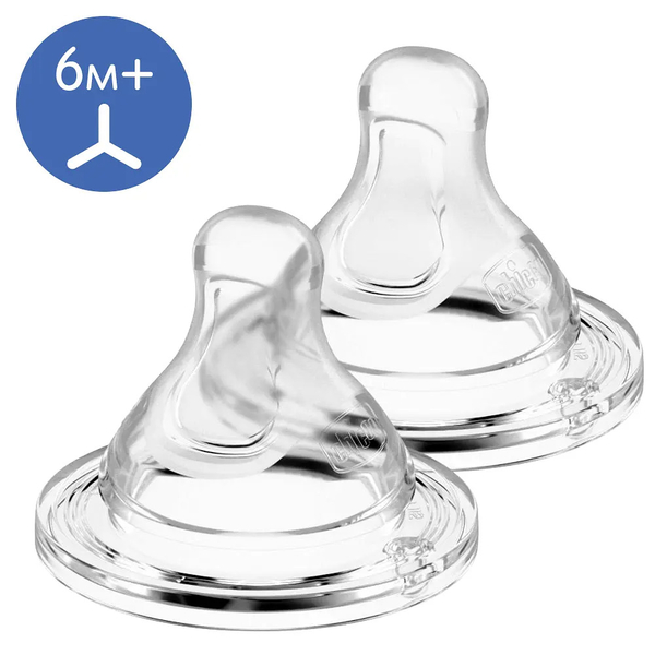Соска Chicco Physio, силікон, для каш, 6м+, 2 шт. (20347.00) - Pampik