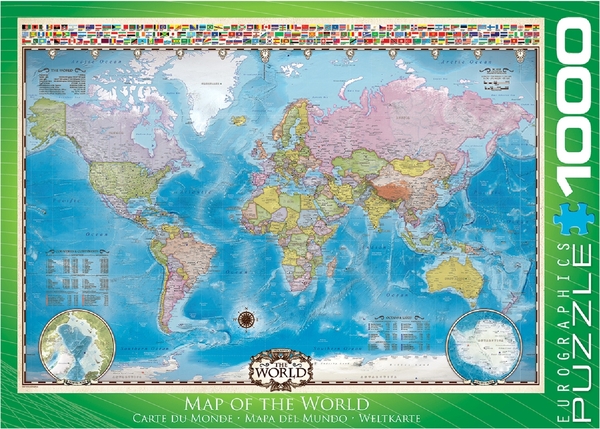 Пазл EuroGraphics Карта Світу, 1000 елементів (6000-0557) - Pampik - 2