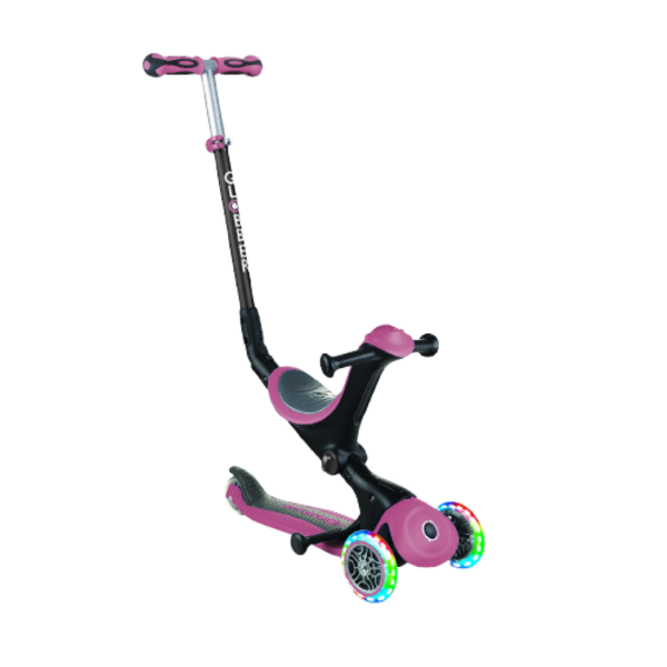 Самокат Globber Go Up Deluxe Lights 5 в 1, пастельно-рожевий (648-210) - Pampik