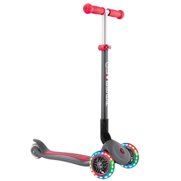 Самокат Globber Primo Foldable Lights, сіро-червоний (432-120-2) - Pampik