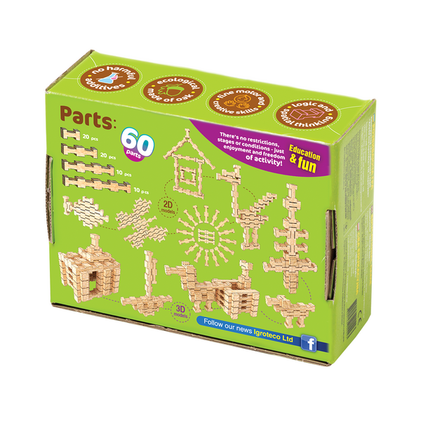 Дерев'яний конструктор Igroteco Фантазія, 60 деталей (900057) - Pampik - 2