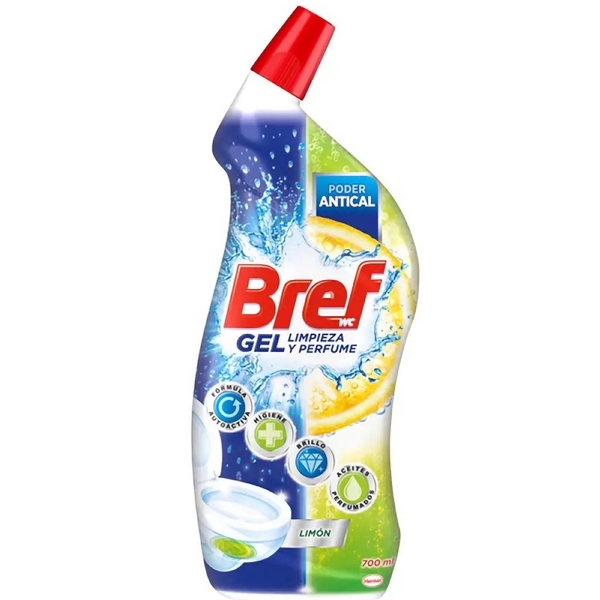 Очищувальний гель для унітаза Bref Чистота та блиск Лимон і лайм з ефектом освіжувача повітря, 700 мл - Pampik