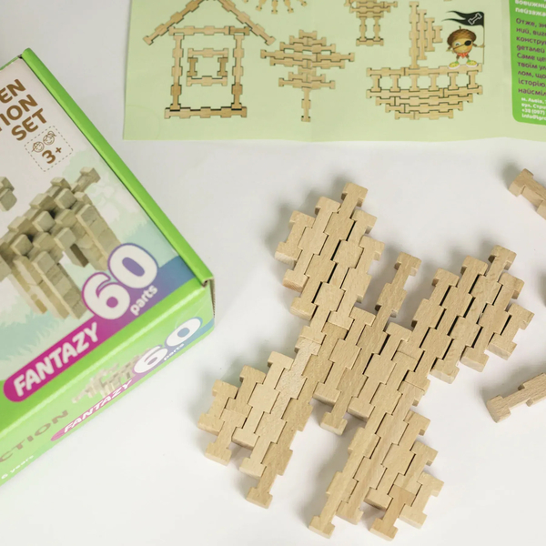 Дерев'яний конструктор Igroteco Фантазія, 60 деталей (900057) - Pampik - 4