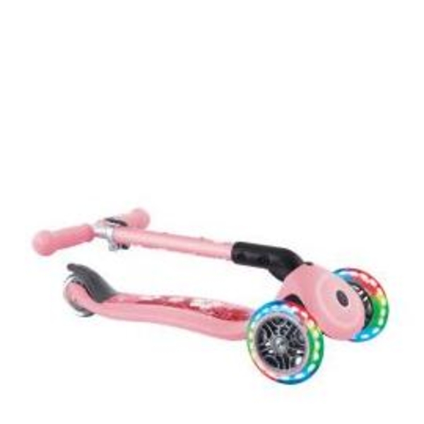 Самокат Globber Junior Foldable Lights, до 50 кг, 2+ лет, пастельно-розовый с цветами (433-210) - Pampik - 12