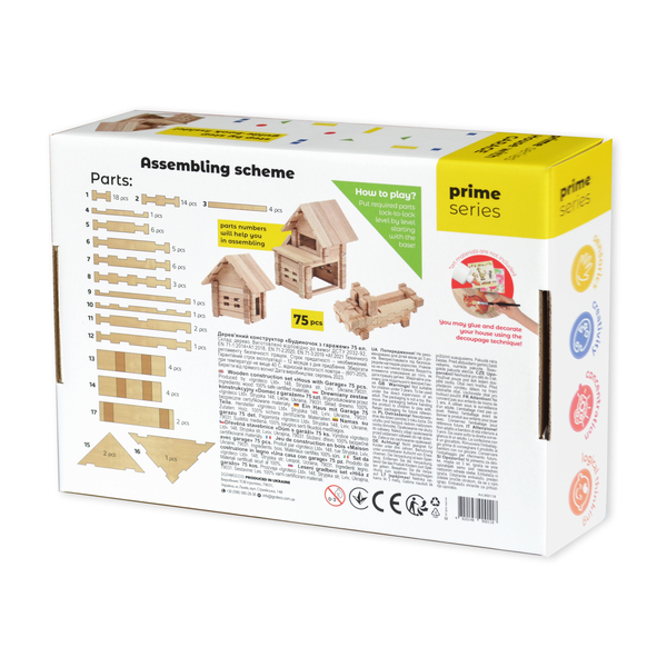 Дерев'яний конструктор Igroteco Будиночок з гаражем, 75 деталей (900118) - Pampik - 2