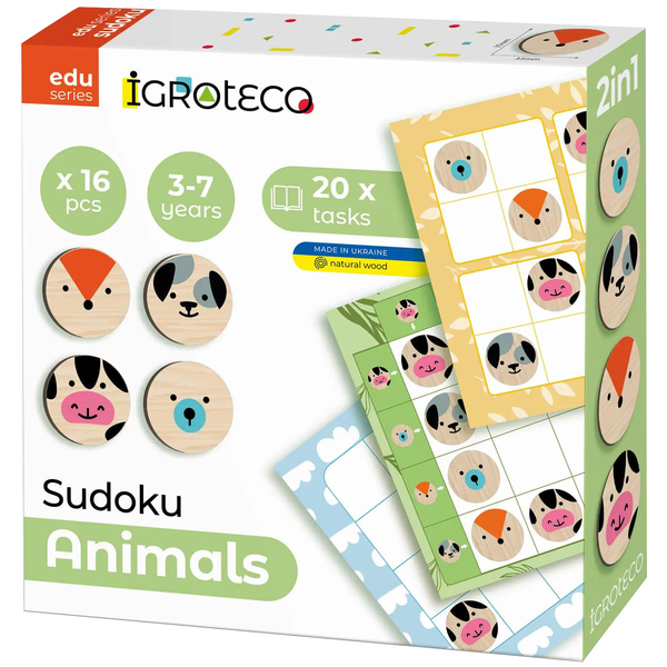 Логічна гра Igroteco Судоку Тварини, 16 ел. (900705) - Pampik