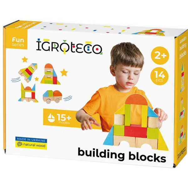 Дерев'яні будівельні блоки Igroteco, 14 ел. (900453) - Pampik