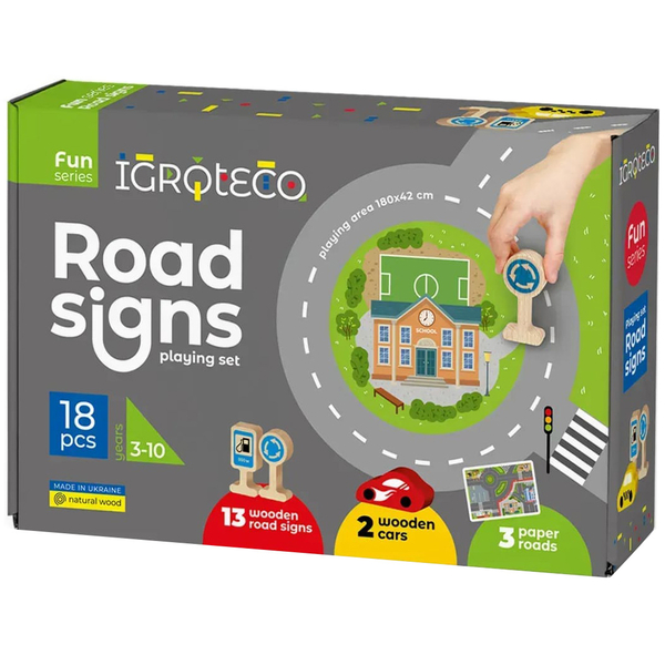 Розвивальна дерев'яна гра Igroteco Дорожні знаки (900149) - Pampik