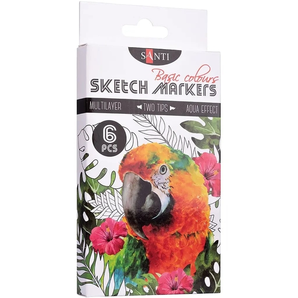 Набор маркеров Santi Sketch Basic Colours, 6 шт. (390546) - Pampik