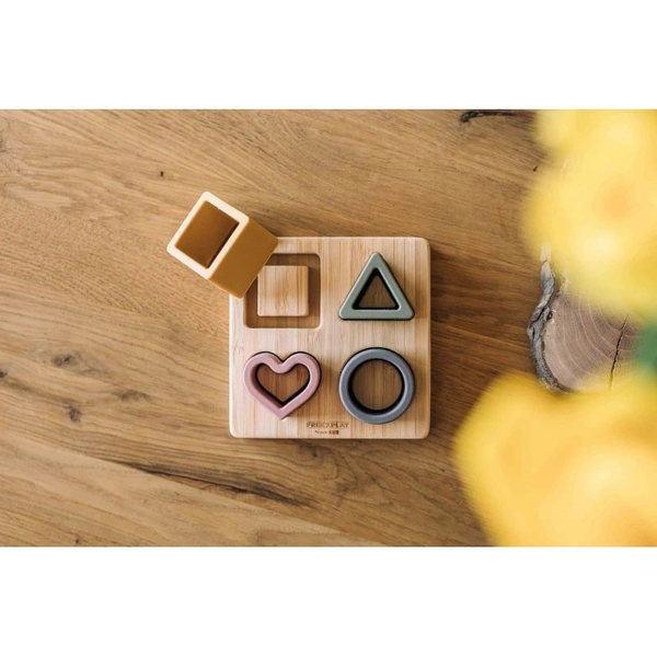 Силиконовый сортер на деревянном подносе FreeON, розовый (46217) - Pampik - 4