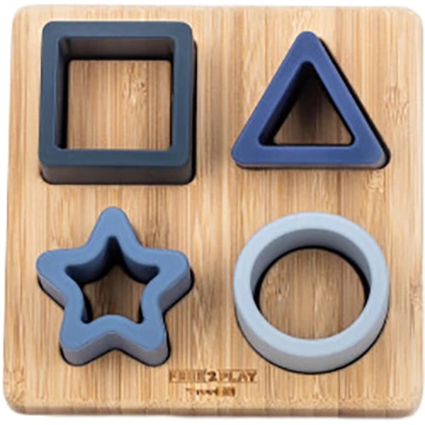 Силіконовий сортер на дерев'яному підносі FreeON, синій (46200) - Pampik