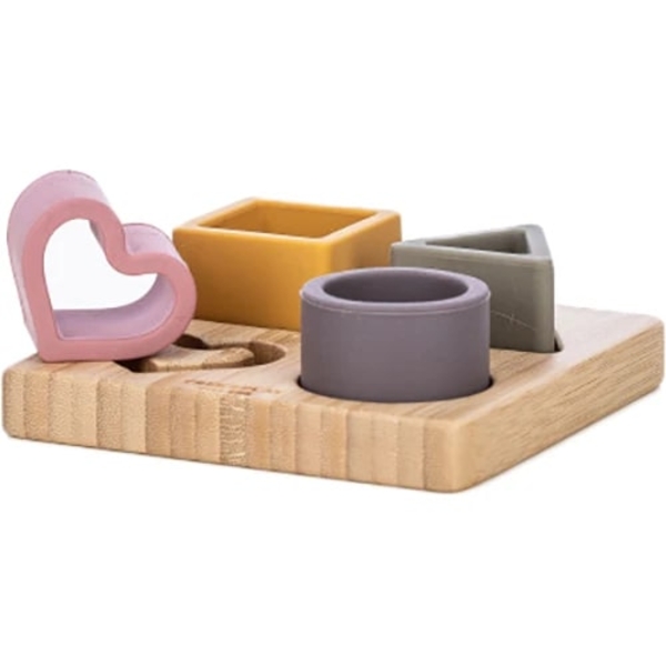 Силиконовый сортер на деревянном подносе FreeON, розовый (46217) - Pampik - 3