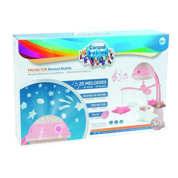 Електричний музичний мобіль із проектором Canpol babies, рожевий (75/100_pin) - Pampik - 5