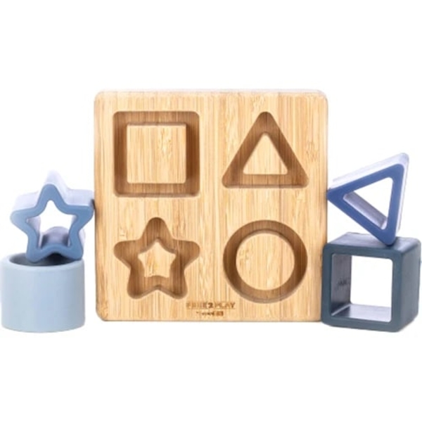 Силіконовий сортер на дерев'яному підносі FreeON, синій (46200) - Pampik - 3