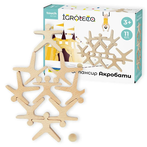 Дерев'яний конструктор-балансир Igroteco Акробати (900491) - Pampik - 2