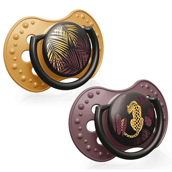 Пустышка силиконовая Lovi Jungle Vibes Girl, динамическая, 0-3 мес, 2 шт., коричневый с желтым (22/901girl) - Pampik - 2