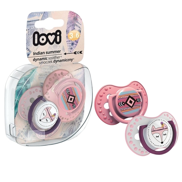 Пустушка силіконова Lovi Indian Summer, симетрична, 3-6 міс., 2 шт. (22/856girl) - Pampik - 2