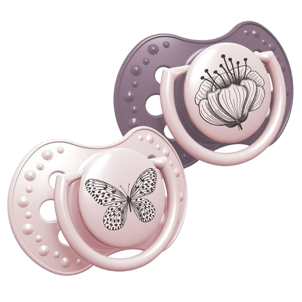 Пустушка силіконова Lovi Botanic Girl, симетрична, 0-3 міс., 2 шт., фіолетовий (22/869girl) - Pampik
