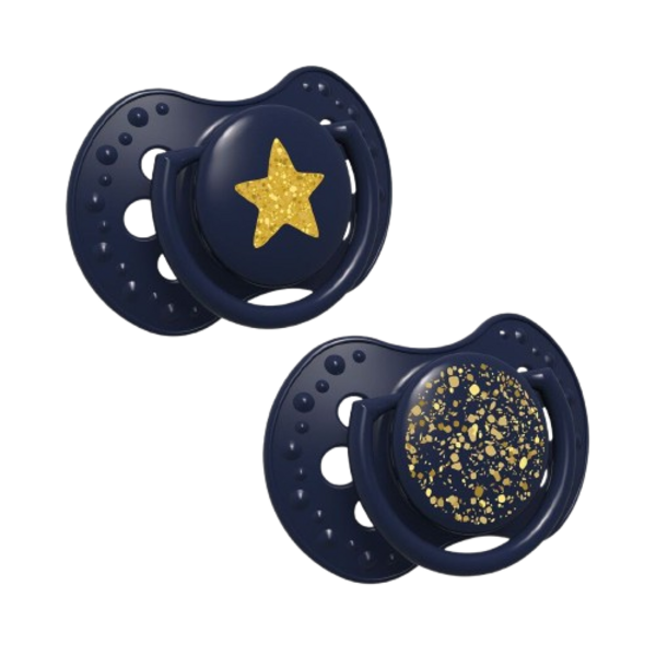 Пустышка силиконовая Lovi Stardust, динамическая, 6-18 месяцев, 2 шт., синий (22/894_blue) - Pampik