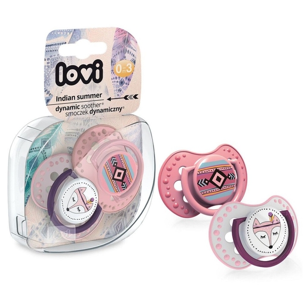 Пустушка силіконова Lovi Indian Summer, симетрична, 0-3 міс., 2 шт. (22/855girl) - Pampik - 2