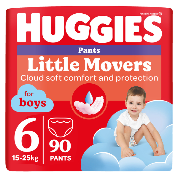 Підгузки-трусики для хлопчиків Huggies Little Movers Pants 6 (15-25 кг), 90 шт. - Pampik