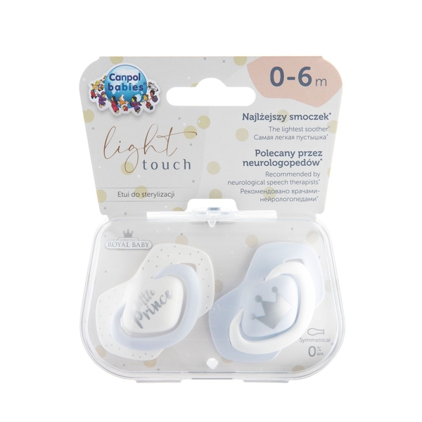 Силіконова симетрична пустушка Canpol babies Royal baby, 0-6 міс., 2 шт., блакитний (22/650_blu) - Pampik