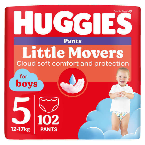 Підгузки-трусики для хлопчиків Huggies Little Movers Pants 5 (12-17 кг), 102 шт. - Pampik