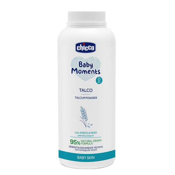 Тальк Chicco Baby Moments із рисовим крохмалем, 150 г - Pampik