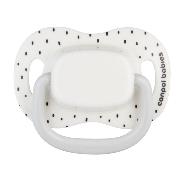 Силиконовая симметричная пустышка Canpol babies BabiesBoo, 6-18 мес., 2 шт., белый (34/928_whi) - Pampik - 2