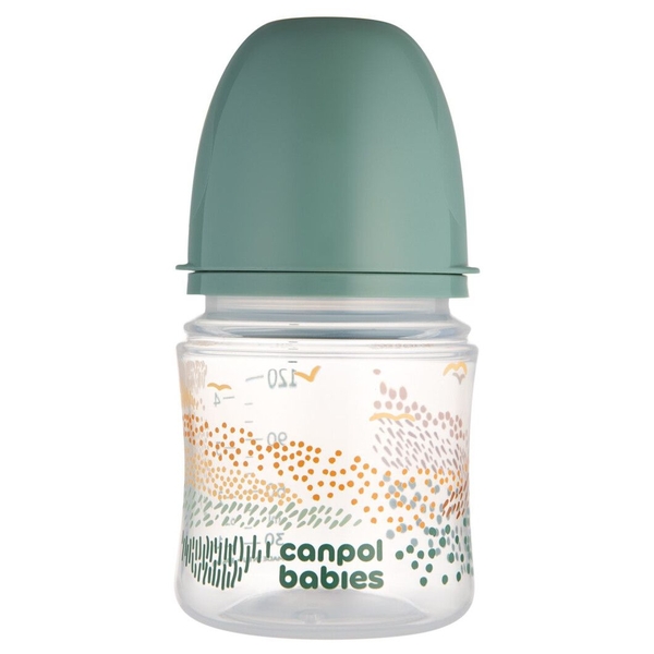 Пляшечка Canpol babies Easystart Mountains антиколікова з широким отвором, 120 мл, зелений (35/242_gre) - Pampik