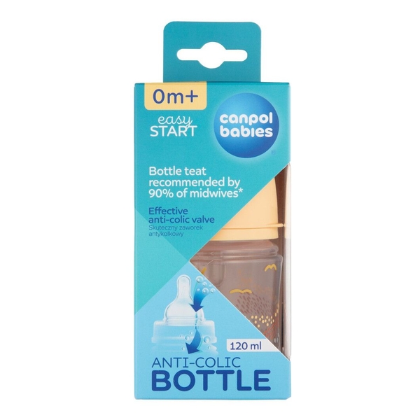 Пляшечка Canpol babies Easystart Mountains антиколікова з широким отвором, 120 мл, бежевий (35/242_bei) - Pampik - 3