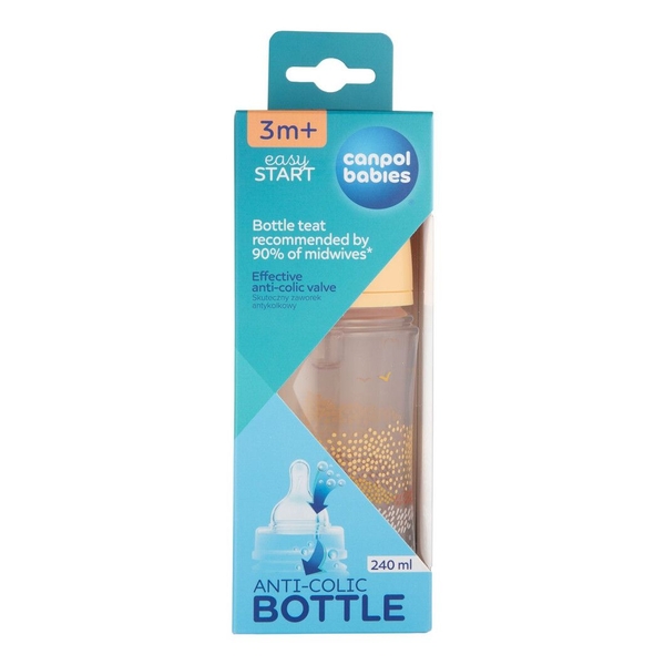 Пляшечка Canpol babies Easystart Mountains антиколікова з широким отвором, 240 мл, бежевий (35/243_bei) - Pampik - 3