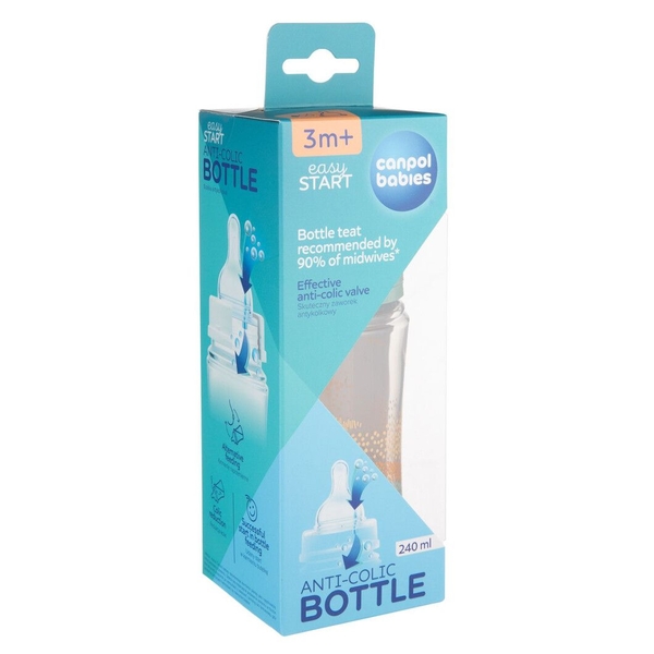 Пляшечка Canpol babies Easystart Mountains антиколікова з широким отвором, 240 мл, зелений (35/243_gre) - Pampik - 4