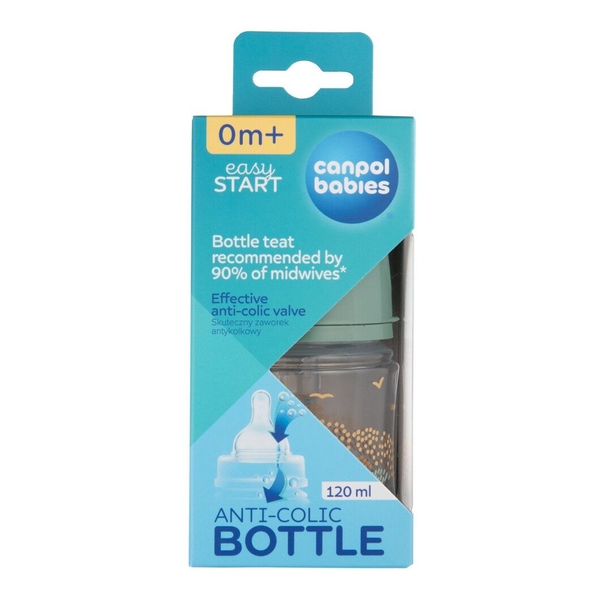 Пляшечка Canpol babies Easystart Mountains антиколікова з широким отвором, 120 мл, зелений (35/242_gre) - Pampik - 3