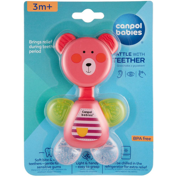 Брязкальце-прорізувач Canpol babies Ведмедик, рожевий (56/139_pin) - Pampik - 2