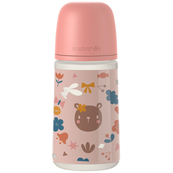 Пляшечка для годування Suavinex Лісові історії, 270 мл, рожевий (307060) - Pampik