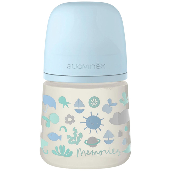 Пляшечка для годування Suavinex Memories Історії малюків, 150 мл, блакитний (307109) - Pampik