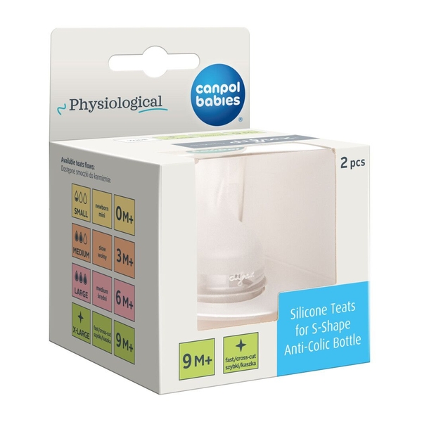 Соска силиконовая для бутылочки Canpol babies S-Shape XL, смешанная, 2 шт. (59/894) - Pampik - 2