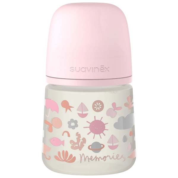 Пляшечка для годування Suavinex Memories Історії малюків, 150 мл, рожевий (307108) - Pampik