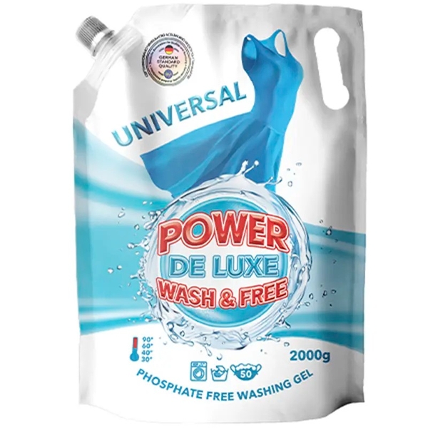 Гель для прання Power De Luxe універсальний, дой-пак, 2 кг - Pampik