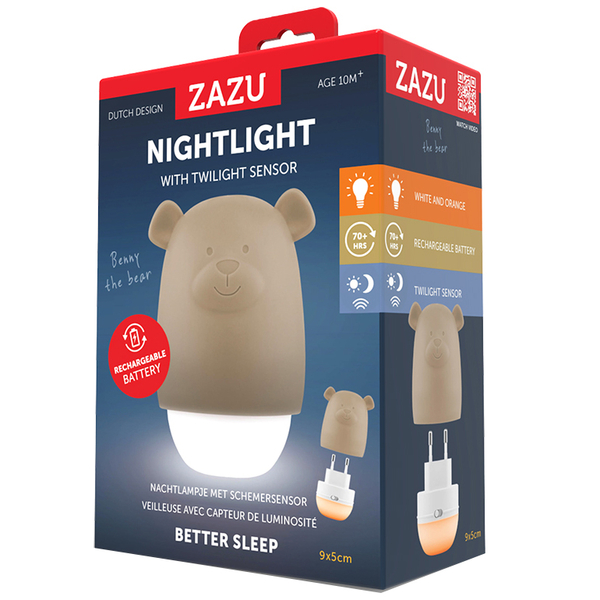 Ночник с датчиком сумерек Zazu Benny the Bear, серый (ZA-BENNY-01) - Pampik - 4