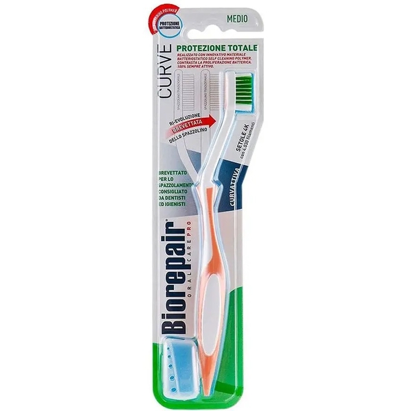 Зубная щетка Biorepair Совершенная чистка, для ежедневного ухода, средняя, оранжевая - Pampik
