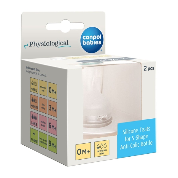 Соска силіконова до пляшечки Canpol babies S-Shape S, міні, 2 шт. (59/891) - Pampik - 2