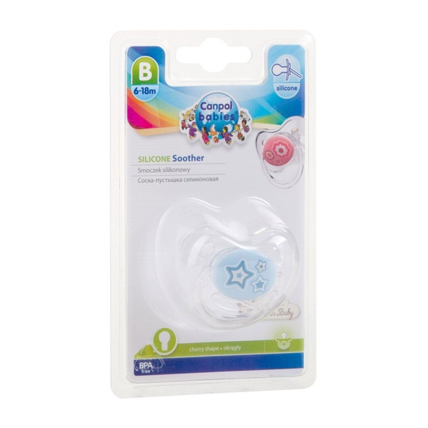 Силіконова кругла пустушка Canpol babies Newborn baby, 6-18 міс., блакитний (22/563_blu) - Pampik - 4